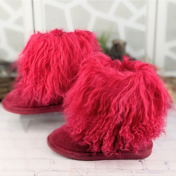 Bearpaw Boo Toddler Electric Pink Shaggy Boots - Picture 4 of 10